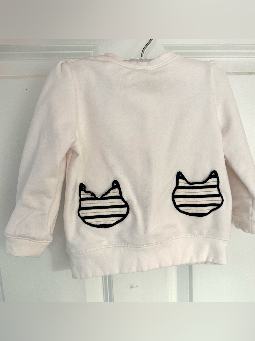 Gymboree Toddler Girls White Cat Pocket Sweatshirt 18 24 Months Back Bow Pullove